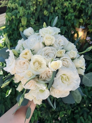 Bridal bouquet of cream and white roses