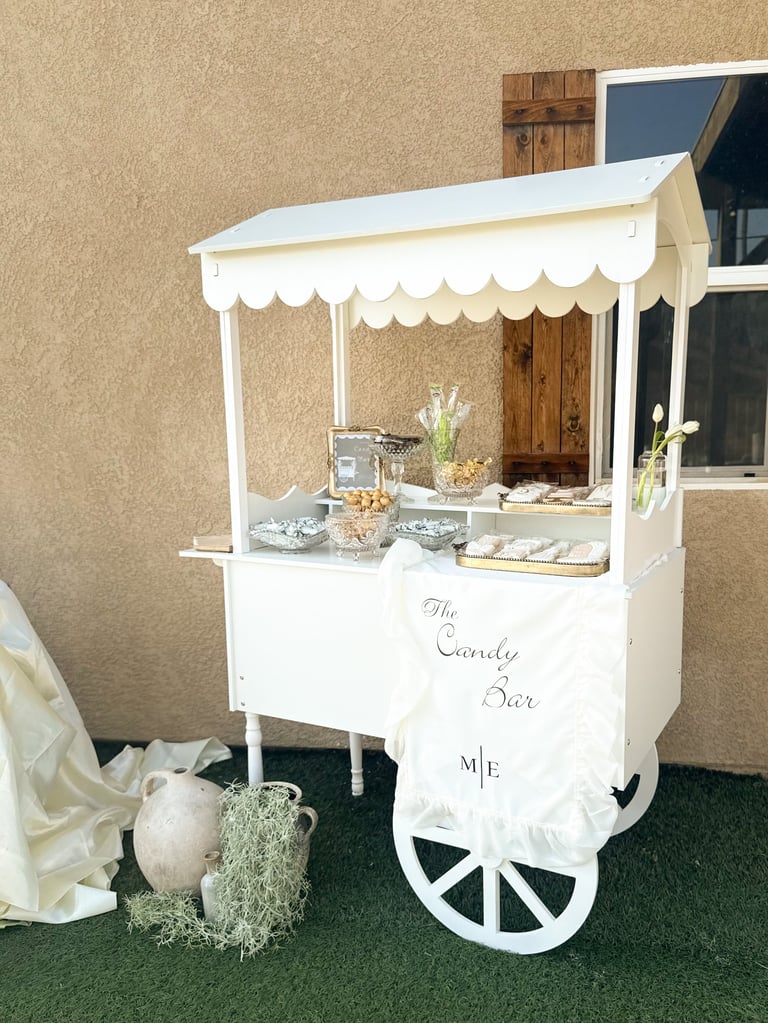 Vintage candy cart with sweets and treats for events